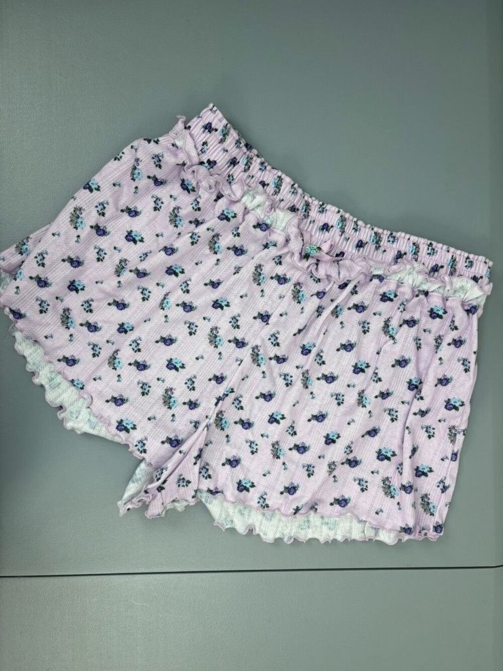 For love and lemons medium purple floral lola pointelle lounge pajama shorts